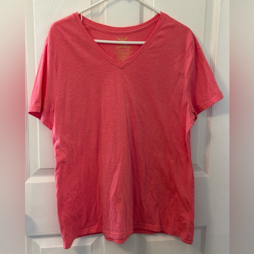 Faded Glory Coral Pink V-Neck Short Sleeve Tee